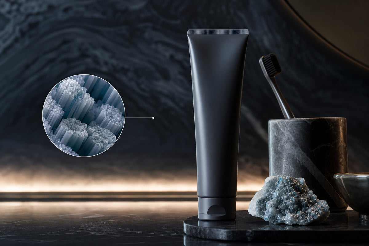 Premium toothpaste with mineral-inspired science-forward styling